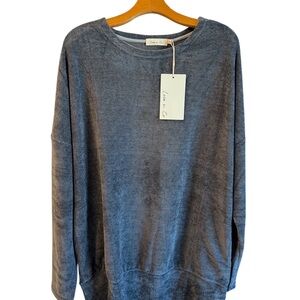 Elegant Grey Tunic Length Sweater with Pockets